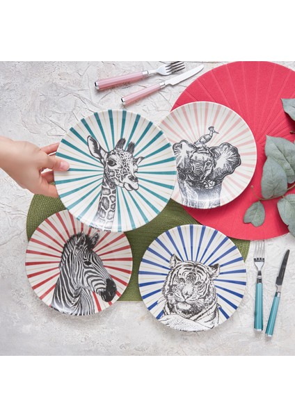 Safari Renkli Seramik Pasta Takımı 4 Kişilik Zebra Desenli 1 Adet modelleri