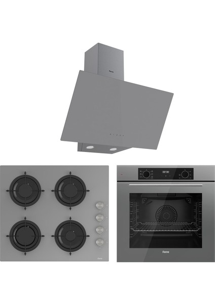 Flowart Lumora Plus Gri 3'lü Ankastre Set ( QBL63CPR-CS208-D079 )