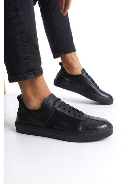 Erkek Deri Yanı Süet Detaylı Sneaker Bağcıklı Günlük Spor Ayakkabı