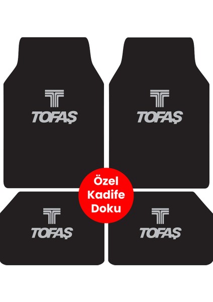 Yıkanabilir Üst Sınıf Kumaş ve Taban Kalın Pvc Tofaş Oto Paspas Seti 3,4kg Kalınlık 0,5cm