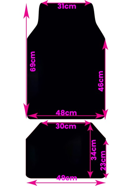 Yıkanabilir Üst Sınıf Kumaş ve Taban Kalın Pvc Tofaş Oto Paspas Seti 3,4kg Kalınlık 0,5cm