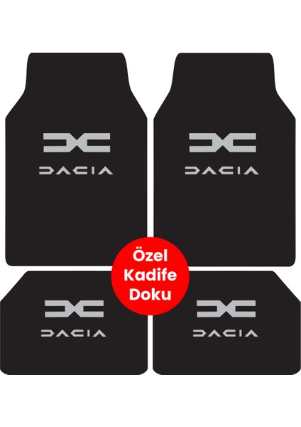 Yıkanabilir Üst Sınıf Kumaş ve Taban Kalın Pvc Dacia Oto Paspas Seti 3,4kg Kalınlık 0,5cm