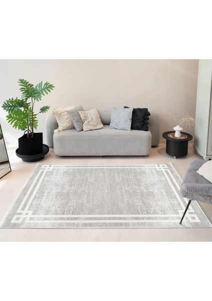 Bamboo Koleksiyonu Akrilik Dokuma Saçaklı Halı 1015 Gri