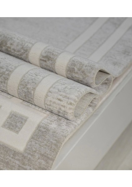 Bamboo Koleksiyonu Akrilik Dokuma Saçaklı Halı 1015 Gri