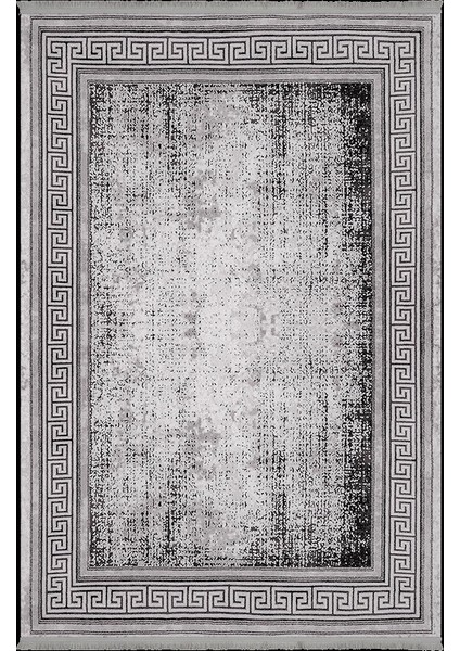 Bamboo Dark Koleksiyonu Akrilik Dokuma Saçaklı Halı 1503 Siyah