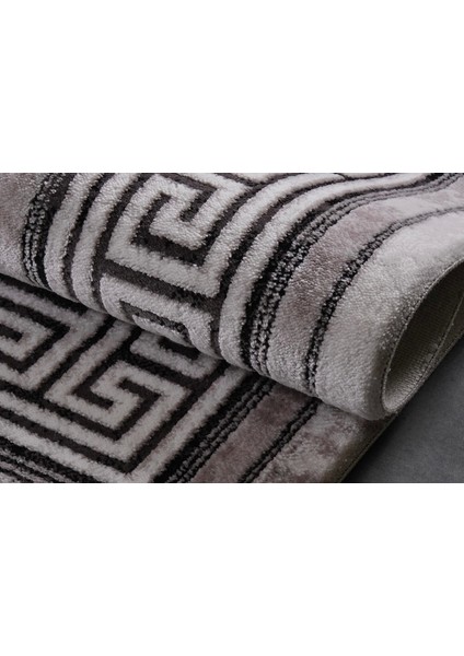 Bamboo Dark Koleksiyonu Akrilik Dokuma Saçaklı Halı 1503 Siyah