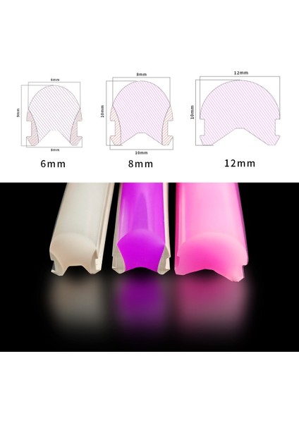 Ikinci Nesil Mor Difüzör 5 Metre 6mm Neon LED Silikon Şerit Kapağı (Led Şerit Içermez)