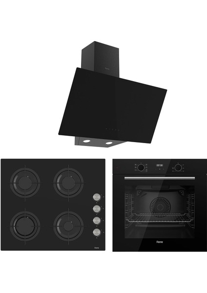 Flowart Lumora Plus Siyah 3'lü Ankastre Set ( QBL63CS-CS205-D077 )