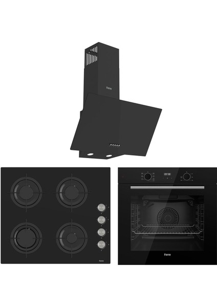 Flowart Lumora Essential Siyah 3'lü Ankastre Set ( QBL63CS-CS205-D086 )