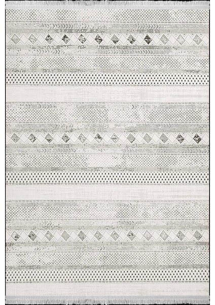 Merit Koleksiyonu Modern Saçaklı Halı 2753 Gri