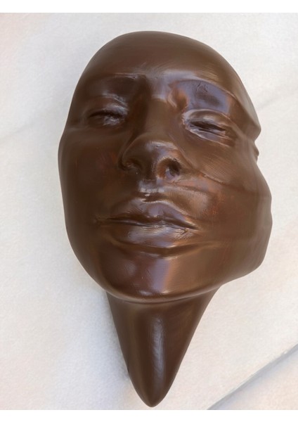 Soyut 3D Yüz Heykeli – Modern Duvar Sanatı | El Yapımı Dekoratif Mask | 48 x 32 cm Çağdaş Heykel Duvar Dekoru