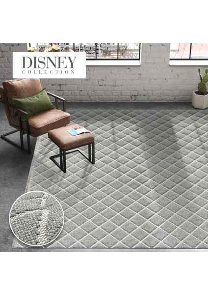 Disney Koleksiyonu Dekoratif Modern Saçaklı Halı 8004 Gri