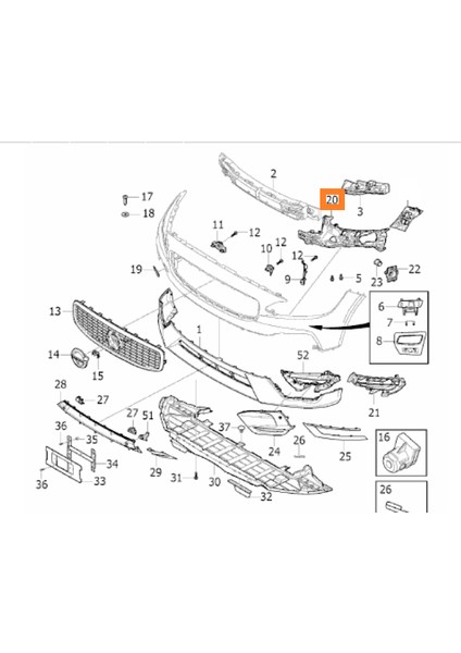 Volvo S90 V90 Ön Tampon Far Braketi Sağ 2017-2020