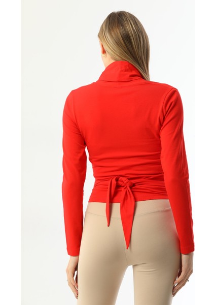 Kırmızı Bağlamalı Kadın Hırka modelleri