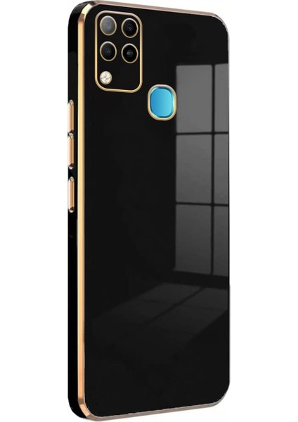 Infinix Hot 10T Kılıf Kamera Korumalı Bark Parlak Kenarlı Silikon Kapak + Ekran Koruyucu