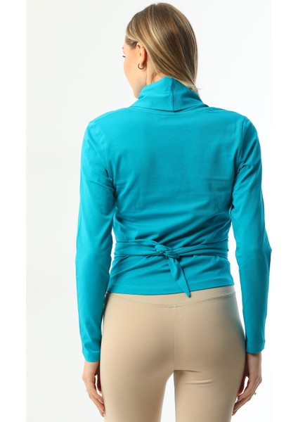 Koyu Turkuaz Bağlamalı Kadın Hırka modelleri