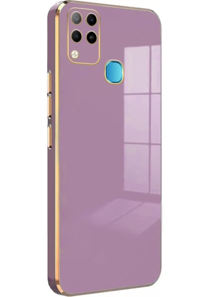 Infinix Hot 10T Kılıf Kamera Korumalı Bark Parlak Kenarlı Silikon Kapak + Ekran Koruyucu