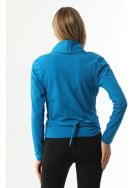 Petrol Mavisi Bağlamalı Kadın Hırka