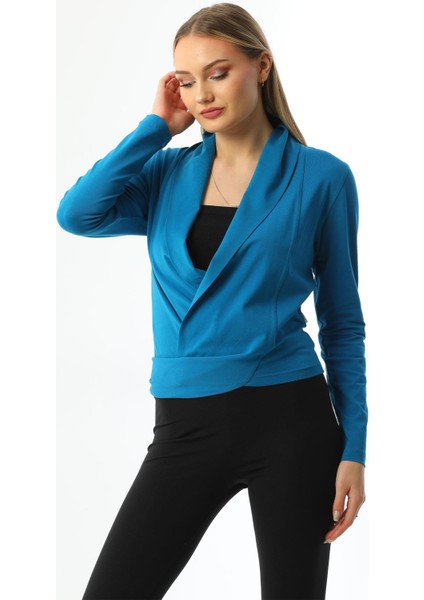 Petrol Mavisi Bağlamalı Kadın Hırka modelleri