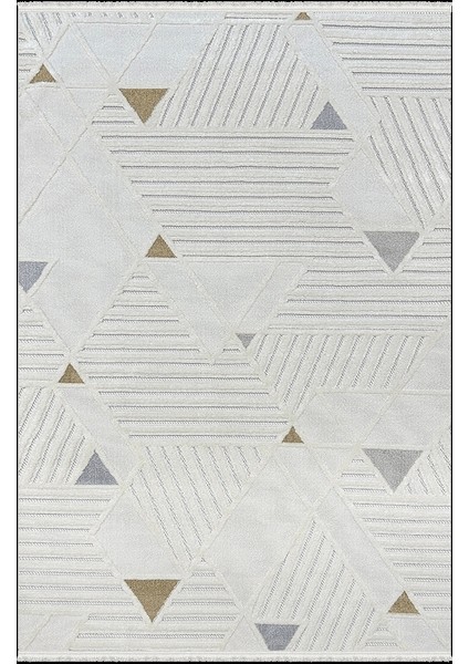 Pietra Koleksiyonu Dekoratif Modern Saçaklı Halı 8209 Sarı