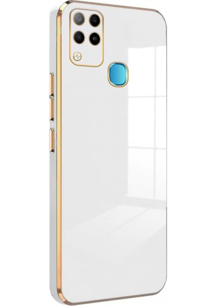 Infinix Hot 10T Kılıf Kamera Korumalı Bark Parlak Kenarlı Silikon Kapak + Ekran Koruyucu