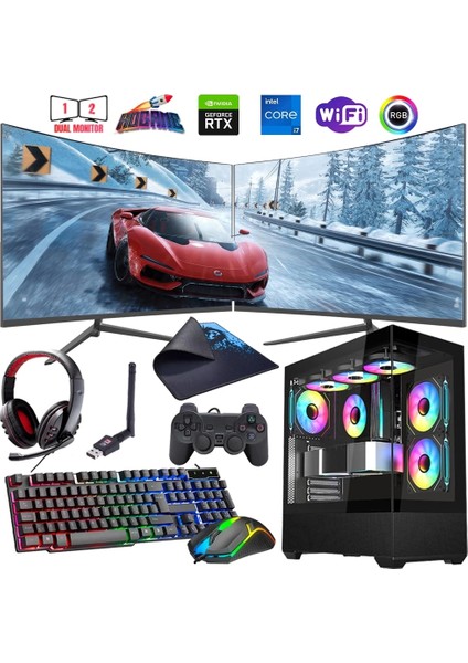 I7 12700F 16GB Ddr4 1tb M2 12GB RTX3060 Çift 24" Monitörlü Oyun Bilgisayarı (Gaming Set)
