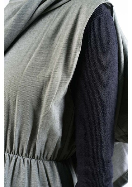 Tesettür Viskon Takım Üst Fermuar Ceketli Elbise Yeşil fırsatları