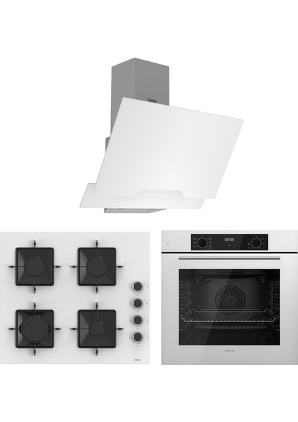 Flowart Ventora Pro Beyaz 3'lü Ankastre Set ( QBL63CB-SS206-D064 )