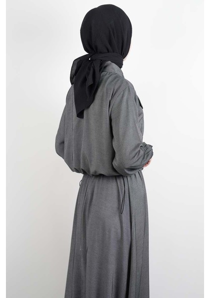 Tesettür Viskon Takım Üst Fermuar Ceketli Elbise Antrasit modelleri