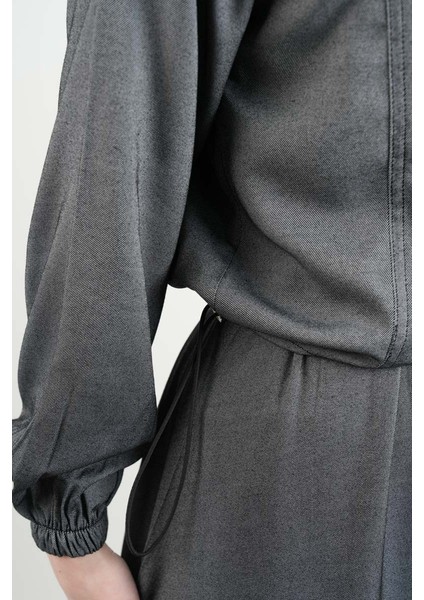 Tesettür Viskon Takım Üst Fermuar Ceketli Elbise Antrasit fırsatları