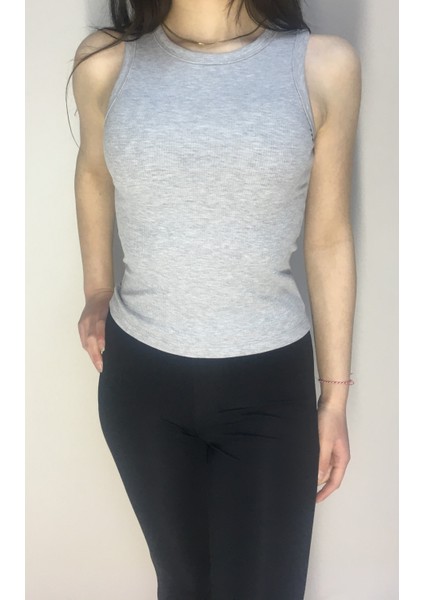 Işıl Tekstil Kadın Gri Halter Yaka T-Shirt