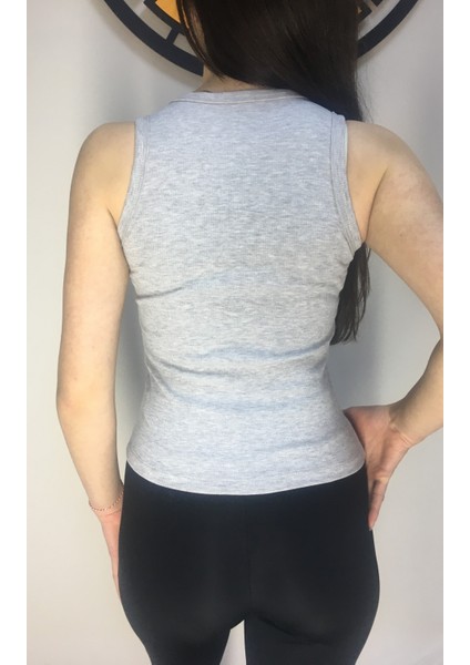Işıl Tekstil Kadın Gri Halter Yaka T-Shirt
