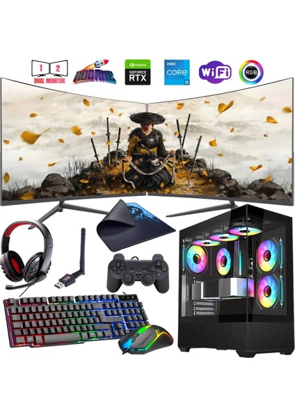 I5 13400F 16GB Ddr4 1tb M2 12GB RTX4070 Çift 24" 100Hz Monitörlü Oyun Bilgisayarı (Gaming Set)