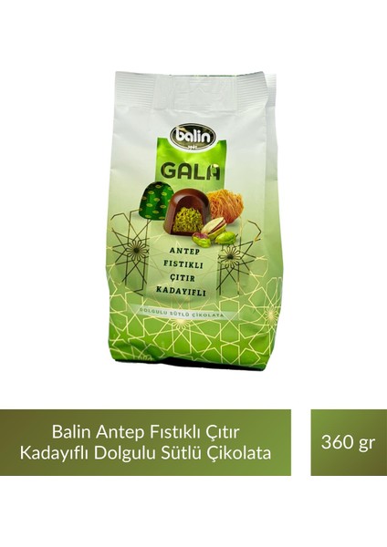 Antep Fıstıklı Çıtır Kadayıflı Dolgulu Sütlü Çikolata 360 gr