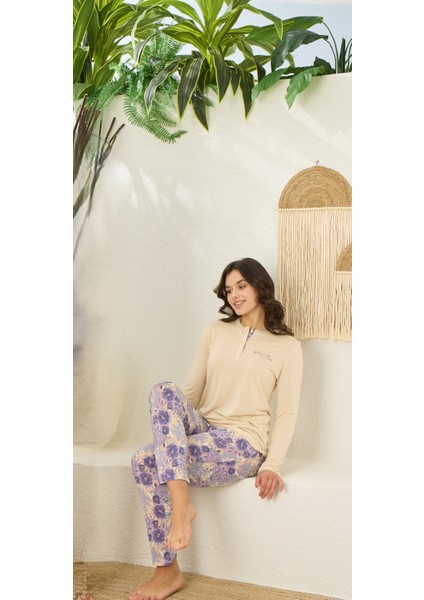 Uzun Kollu Kadın Pijama Takımı 3524