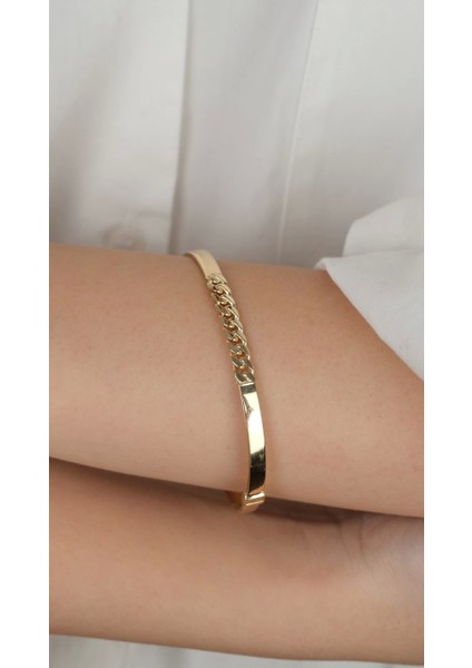 14 Ayar Altın Zincir Detaylı Kelepçe modelleri