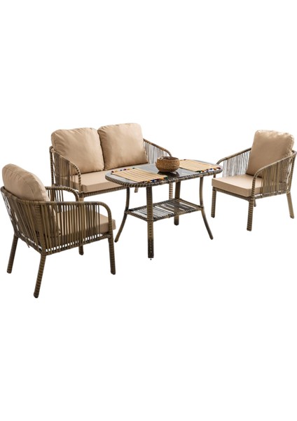 Capri Swing Artemis Ikili Rattan Balkon Bahçe Takımı | Açık Kahve