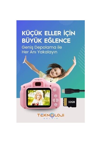 Çocuk Kamerası Dijital Fotoğraf Makinesi Mini 1080P Hd Kamera Hafıza Kart Hediyeli modelleri