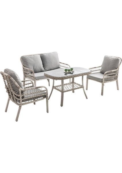 Capri Swing Pisa Ikili Rattan Bahçe Balkon Oturma Grubu Beyaz 752