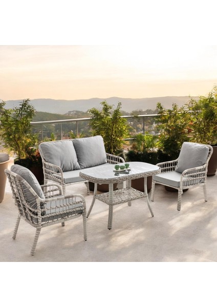 Capri Swing Pisa Ikili Rattan Bahçe Balkon Oturma Grubu Beyaz 752 modelleri