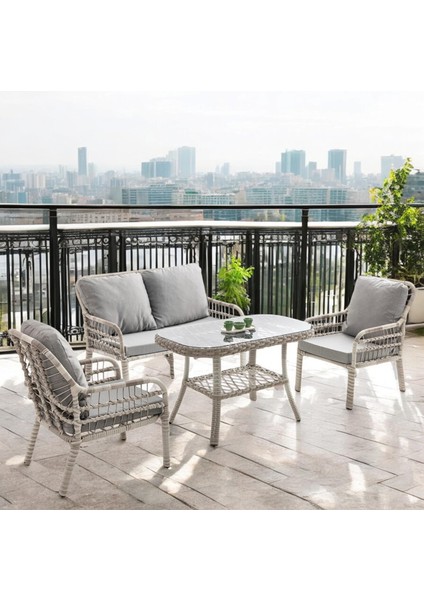Capri Swing Pisa Ikili Rattan Bahçe Balkon Oturma Grubu Beyaz 752 fırsatları