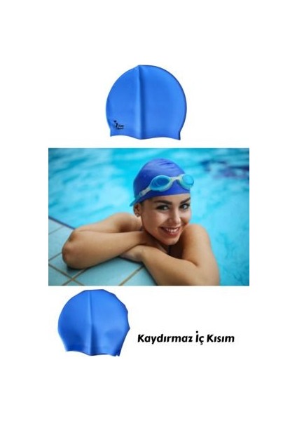 Silikon Deniz ve Havuz Bonesi - Yüzücü Silikon Düz Renk Bone