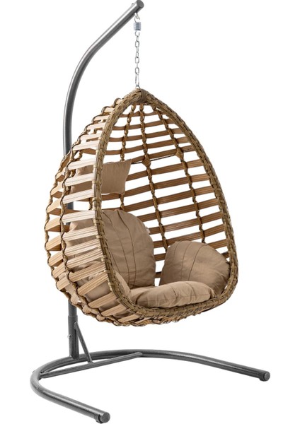 Gümbet Tekli Rattan Bahçe Salıncağı | Balkon Salıncağı