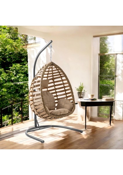 Gümbet Tekli Rattan Bahçe Salıncağı | Balkon Salıncağı