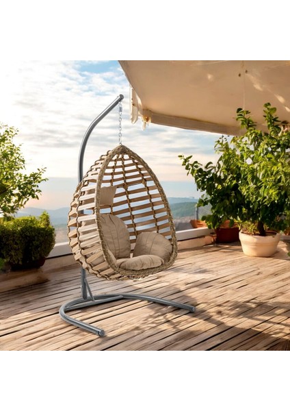 Gümbet Tekli Rattan Bahçe Salıncağı | Balkon Salıncağı