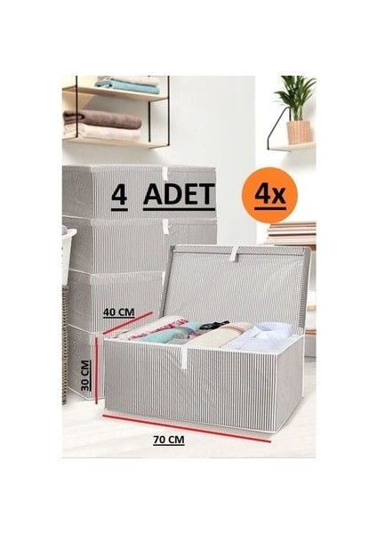 4 Adet Kapaklı Kutu Hurç Mega Boy 70*40*30* Çok Amaçlı Kutu Hurç