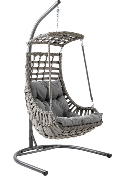 Alaçatı Tekli Rattan Bahçe Salıncağı | Balkon Salıncağı