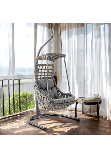 Alaçatı Tekli Rattan Bahçe Salıncağı | Balkon Salıncağı