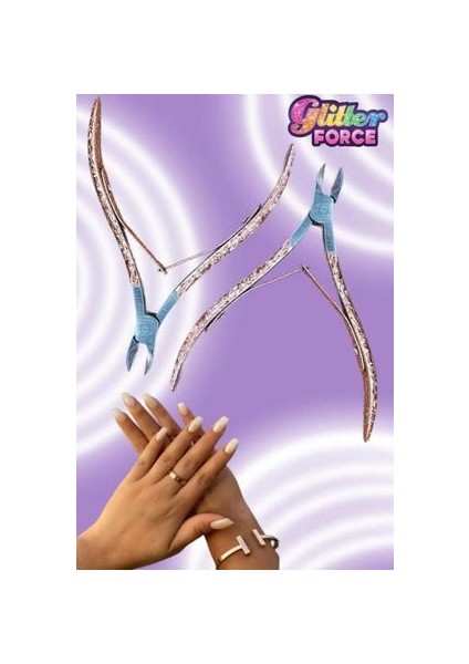 Detaylı Ince Ağız Kütikül Manikür Pens Metalik Profesyonel Gül Kurusu 5mm Simli Tırnak Pens