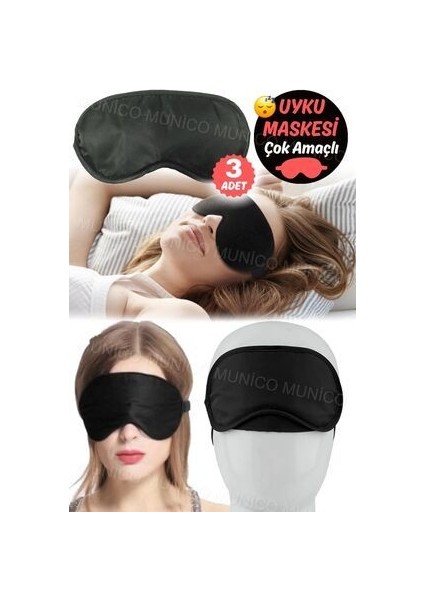 3 Adet Konforlu Uyku Bandı Unisex Ipek Göz Maskesi Ipek Uyku Maskesi - Ergonomik Tasarım ve Esnek